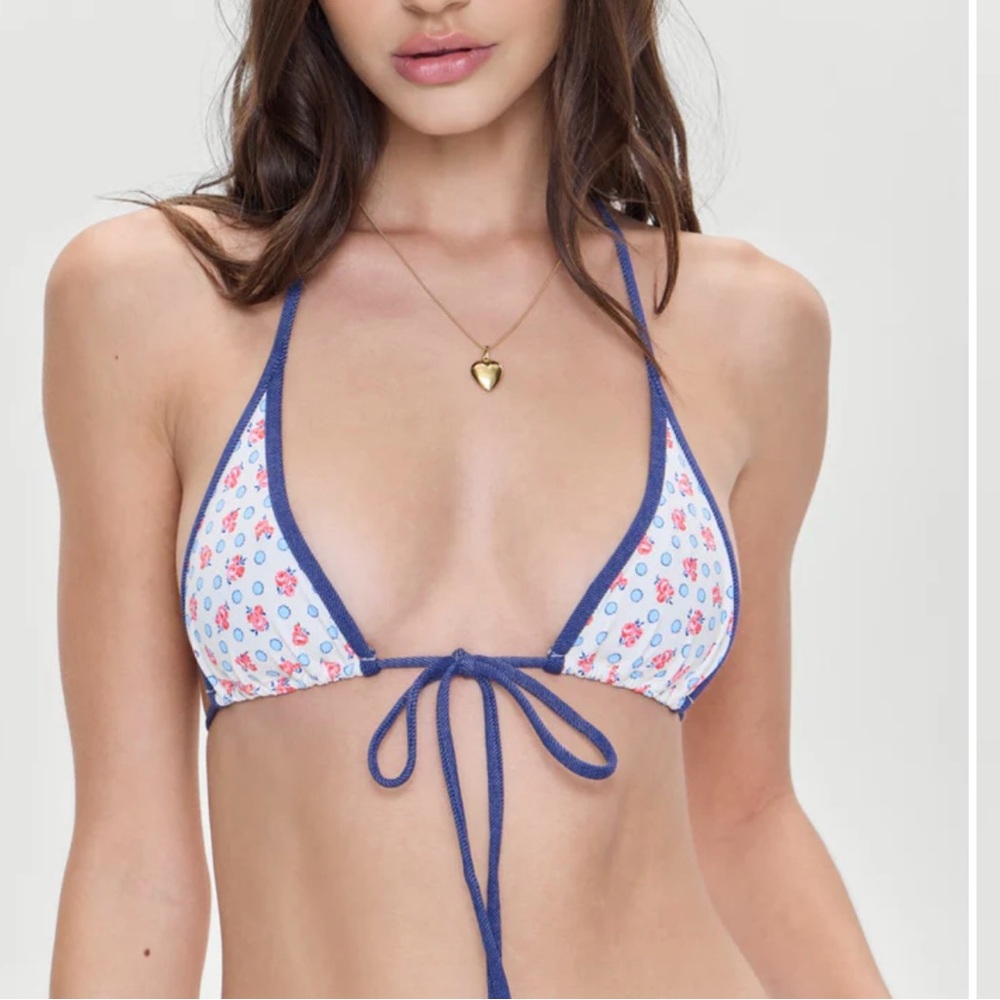 Frankie's Bikinis Paradise Micro Halter Bikini Top color Wild Rose